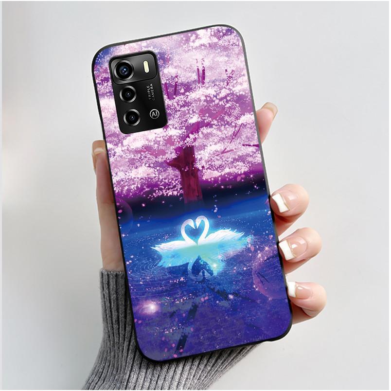 Casing For ZTE Blade A72 4G V40 Vita Phone Case Shell Aesthetic Cute Cat Astronaut Fashion Matte Black Protective Soft TPU Cover