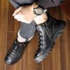 2024 Новые модные мужские зимние короткие плюшевые прогулочные туфли повседневные кожаные высокие модельные ботинки дизайнерские роскошные ботинки ручной работы на плоской подошве