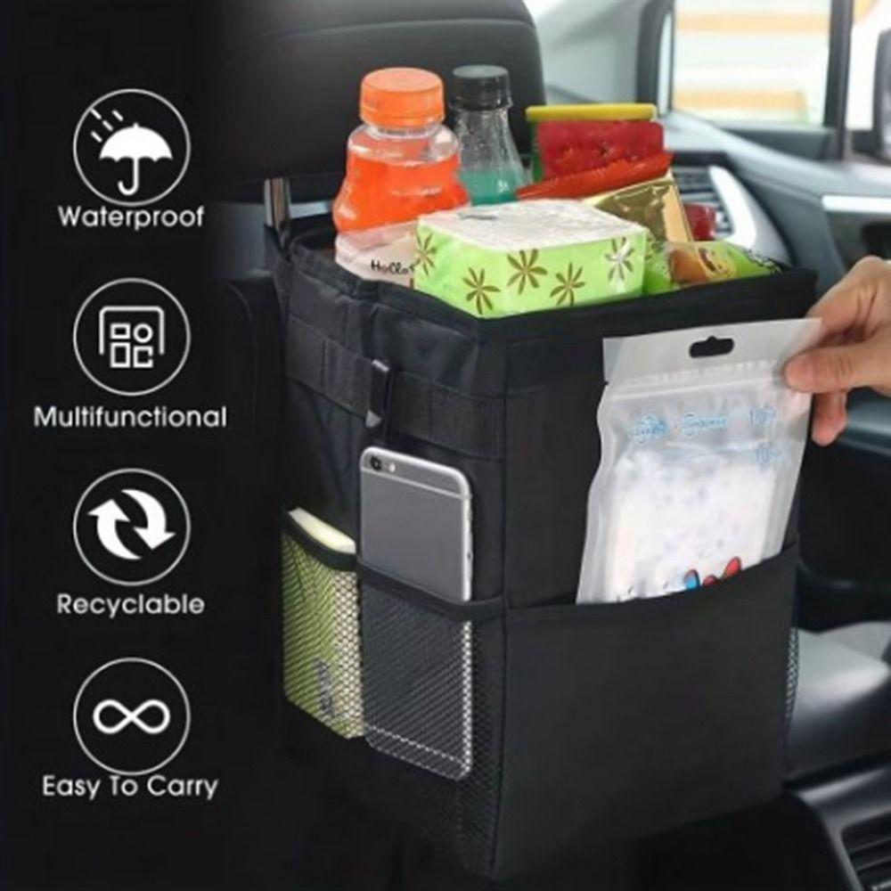 Waterproof Car Storage Bin Washable Car Organizer Organizer Hanging Garbage Bag  Car Accessories