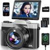 4K Digital Camera for Photography with WiFi, 2025 Latest Auto-Focus Vlogging Camera for YouTube Video 3'' 180° Flip Screen Travel Cameras 16X Zoom