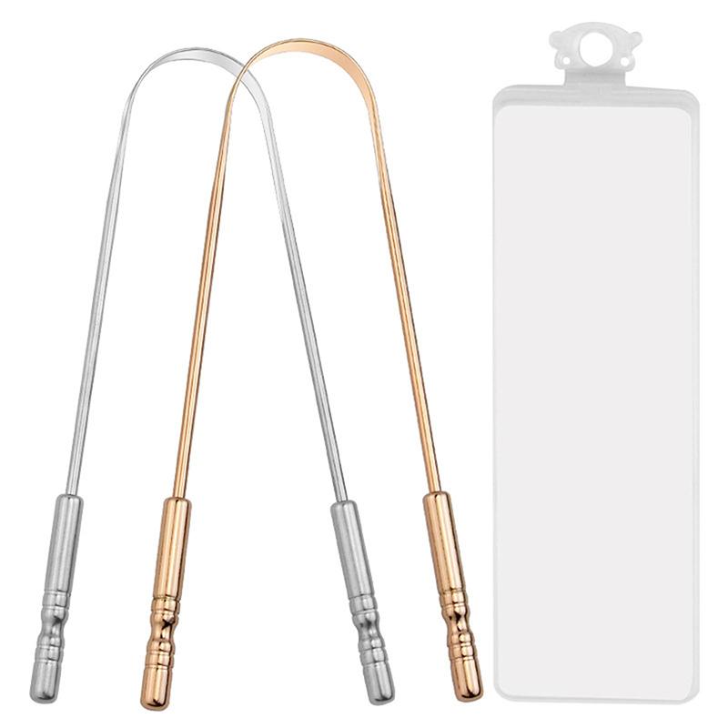 1 шт. Скребок для языка из нержавеющей стали U-образной формы Металлический для свежего дыхания Очищающий с покрытием Щетка для языка Инструменты для ухода за полостью рта