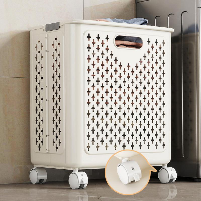 Складные корзины для белья с колесами, корзина для грязного белья, большая вместимость, тележка для ванной комнаты, многофункциональная корзина для хранения