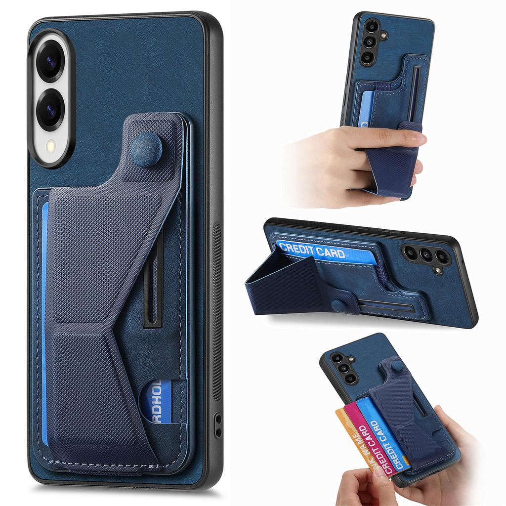 For Samsung Galaxy S25 Edge Case with Card Slot Kickstand Retro Leather Back Cover