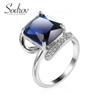 SODROV классические женские ювелирные кольца с синим цирконом