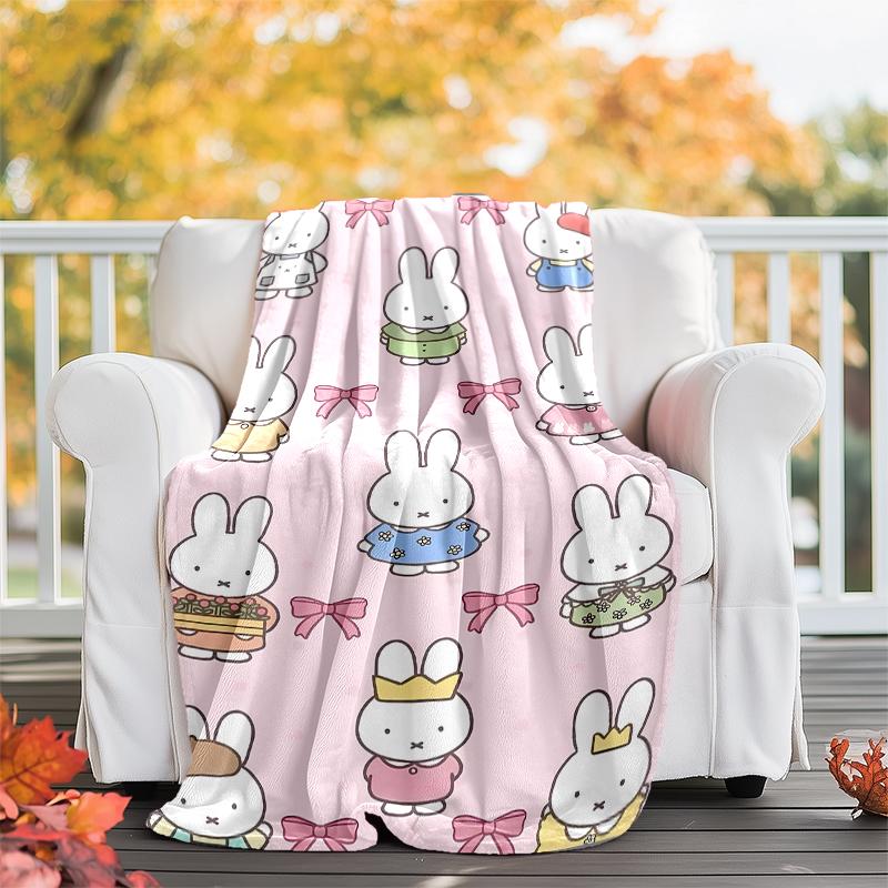 Miffy printed blanket—lightweight,soft,warm;versatile blanket all seasons—perfect as &air-conditioning throw,nap blanket