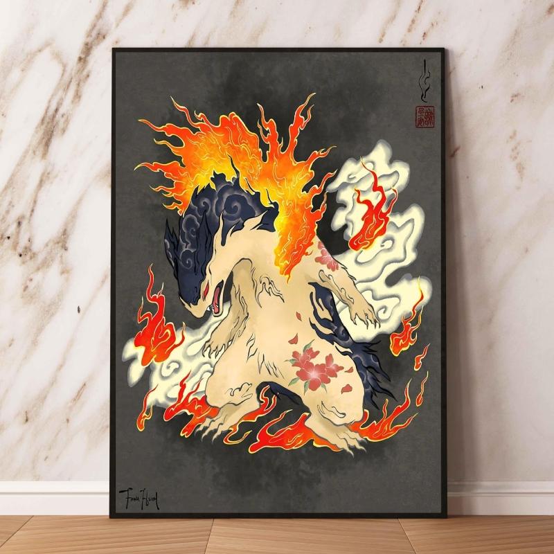 Lugia Ho-Oh Pokemon Unframed Canvas Painting Comic Themed Anime Wall Decor  Unique Collection Enhance Your Living Space