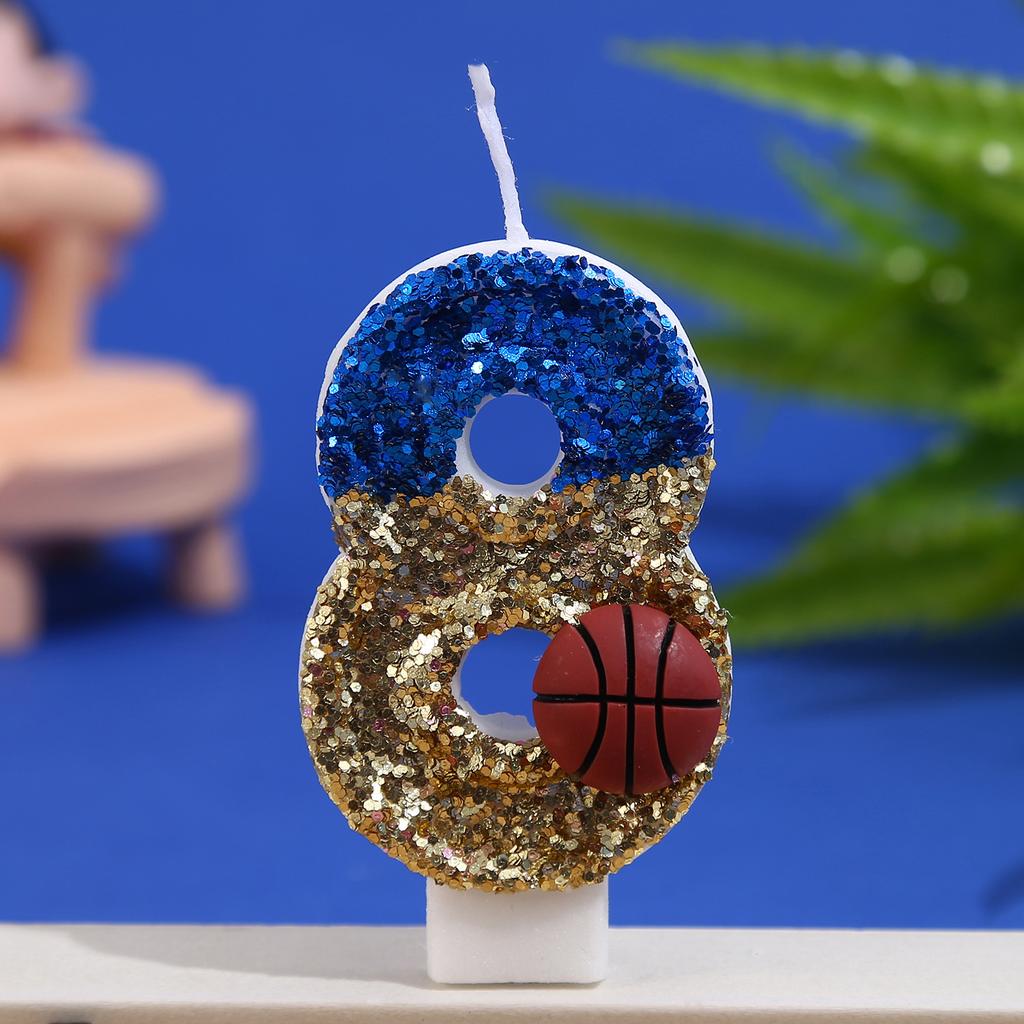 Birthday Candle Number 0-9 Red Blue Cake Candle with Red Basketball,Birthday Party Kids Adults Anniversary Celebrations Supplies