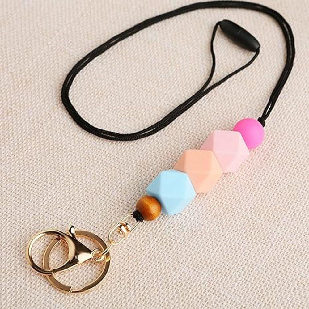 Breakaway Silicone Beaded Lanyard Anti-Lose Teacher Lanyards Creative ID Badges Lanyard  Great Gift