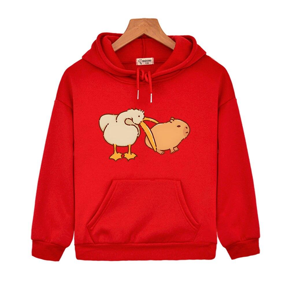 Толстовки с капюшоном «Пеликан и капибара», очень милый свитшот, топы с длинными рукавами для мальчиков и девочек, детская одежда для малышей, одежда Y2k, пуловер для детей