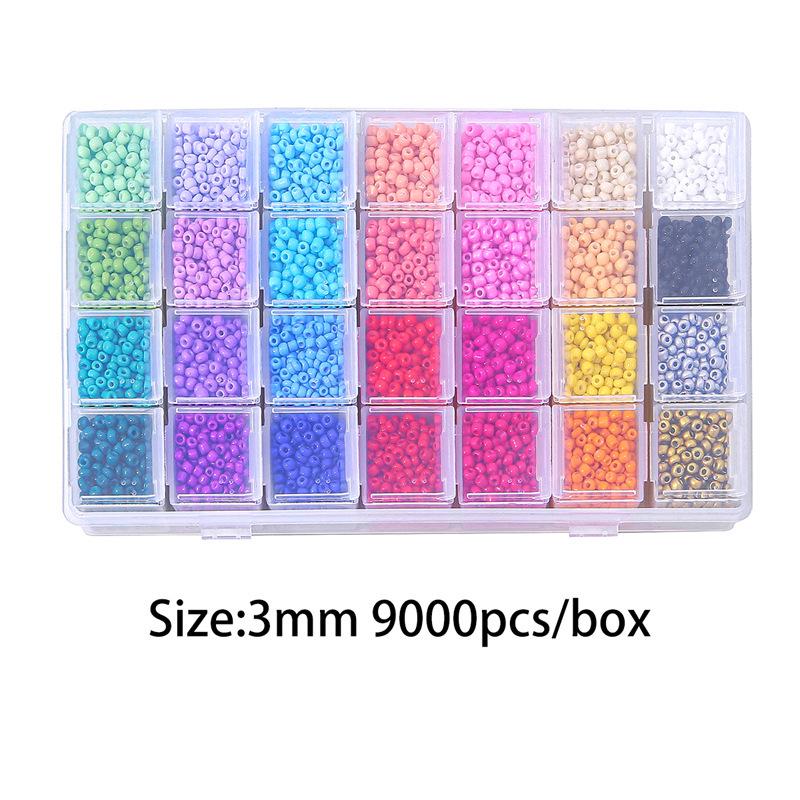 28-Grid Box Set: 3mm Solid Color Glass Rice Beads, 10g Each, DIY Craft Kit with Separate Lids