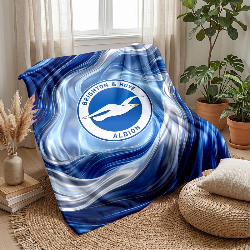 Brighton & Hove Albion Football Print Flannel Blanket, Soft Warm Lightweight Throw Blanket for Sofa Bed Camping