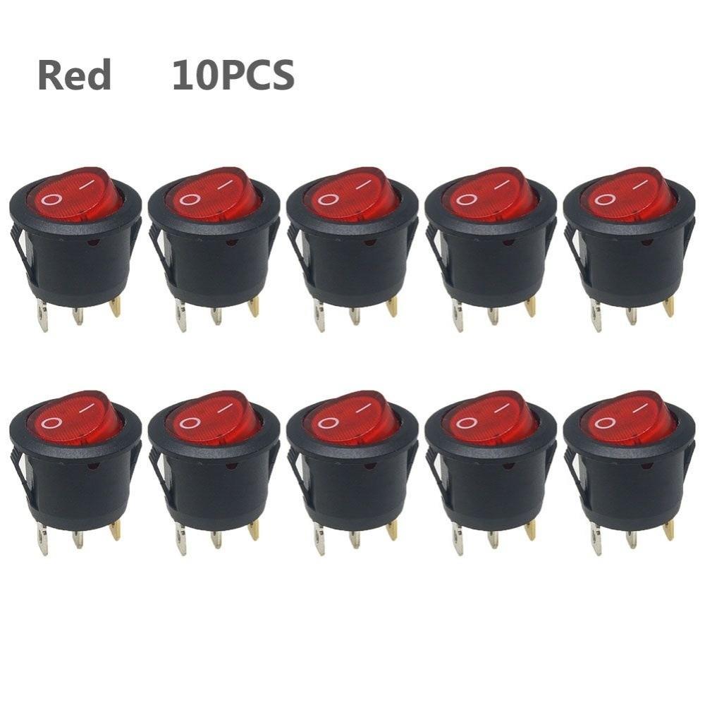 10PCS Mini 3 Pin 2 Position With Light Rocker Switch KCD1-105 Power Switch