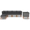 7 Piece Garden Lounge Set Grey Poly Rattan and Eucalyptus Wood