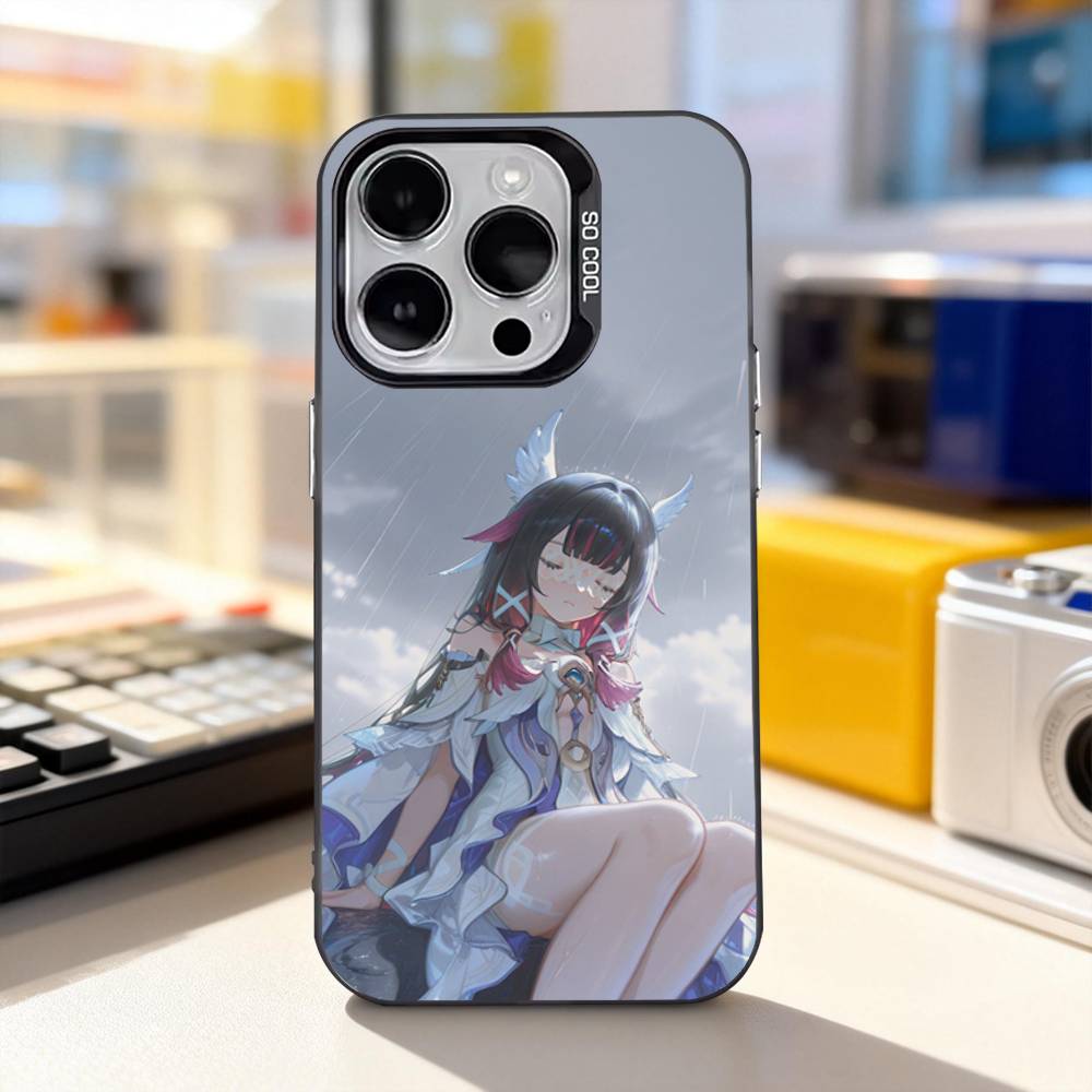 Чехол для телефона G-Genshin Columbina ImpactS для iPhone 17,16,15,14,13,12,11,Pro,XS,Max,Plus,Mini,SE4,E IMD Матовый черный