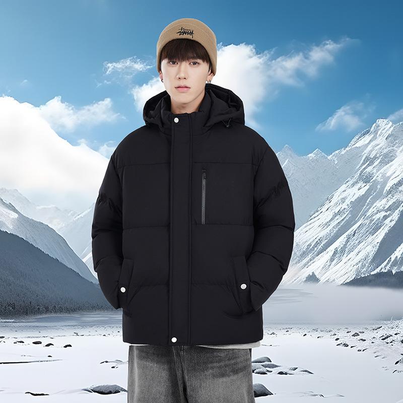 Простая однотонная хлопковая одежда Мужская зимняя повседневная свободная большого размера с капюшоном Теплая куртка-пуховик от холода Модная хлопковая одежда