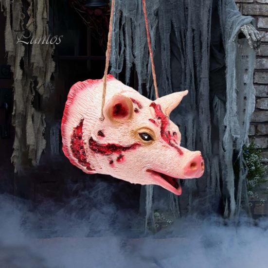 Подвеска на Хэллоуин, реалистичная, жуткая, подвесная, голова крысы, свиньи, паука, летучей мыши, украшение для дома с привидениями для вечеринки на Хэллоуин
