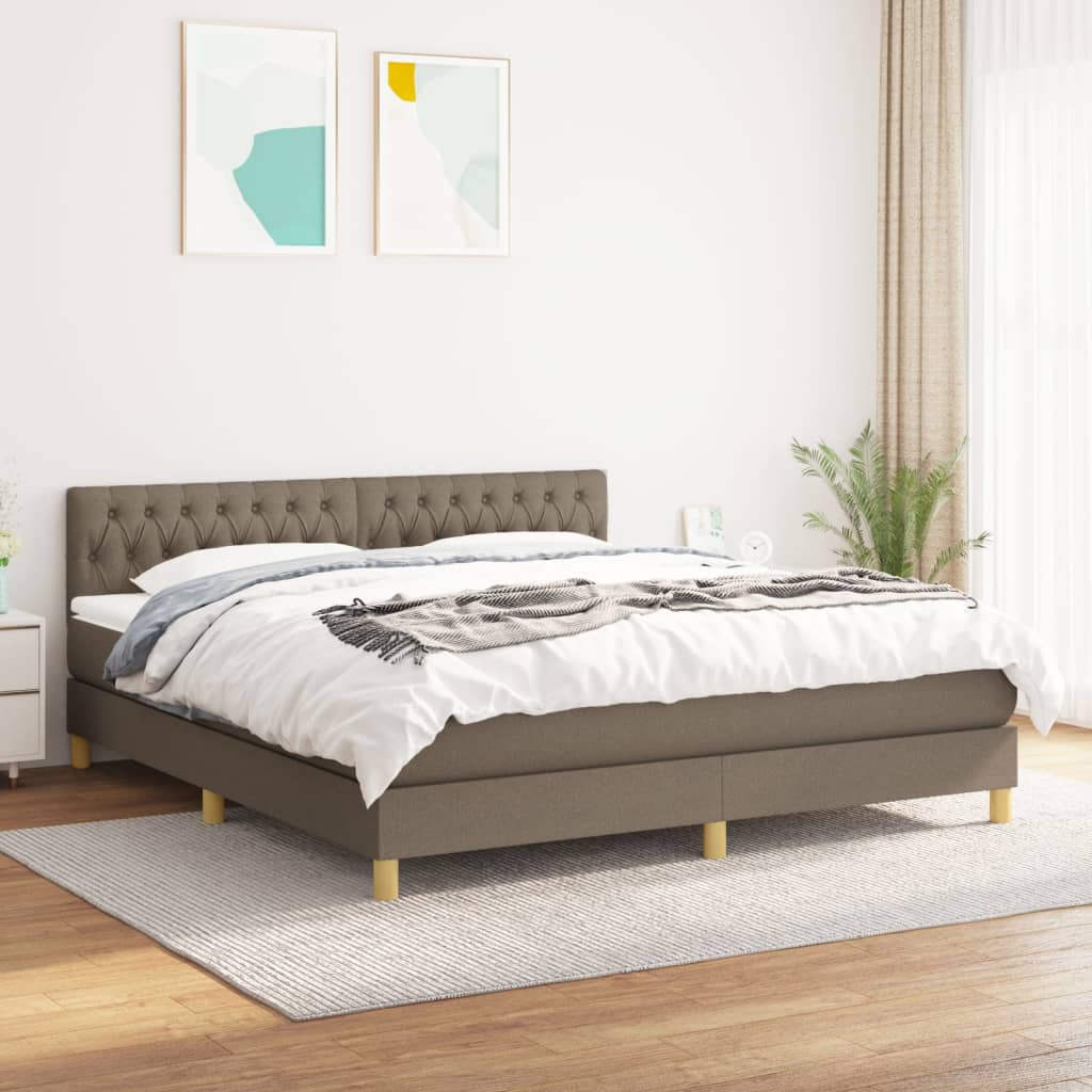 Vidaxl Континентальная кровать с матрасом, цвет тауп, ткань, 180x200 см