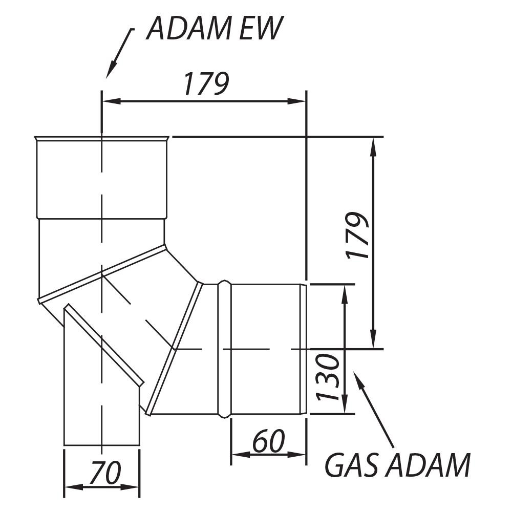 ADAM GAS / EW Elbow with support fi 130