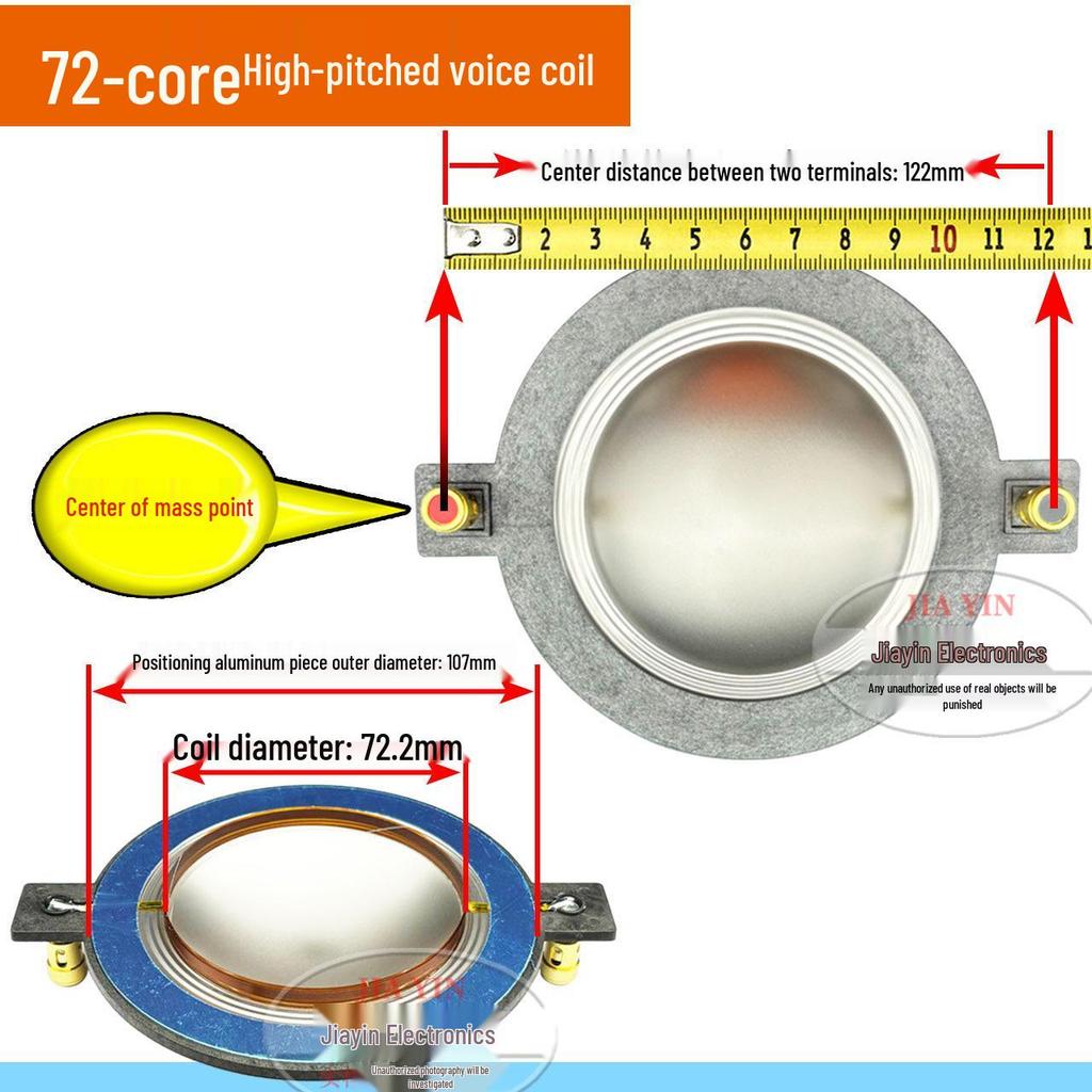 72-core high-frequency voice coil with 72.2mm pole component, round flat wire - speaker coil audio repair accessory.