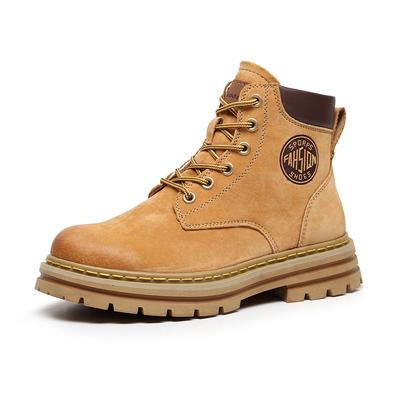 Классические кожаные дезерты на толстой подошве, желто-серые ботинки, женские высокие кеды, мужские рабочие