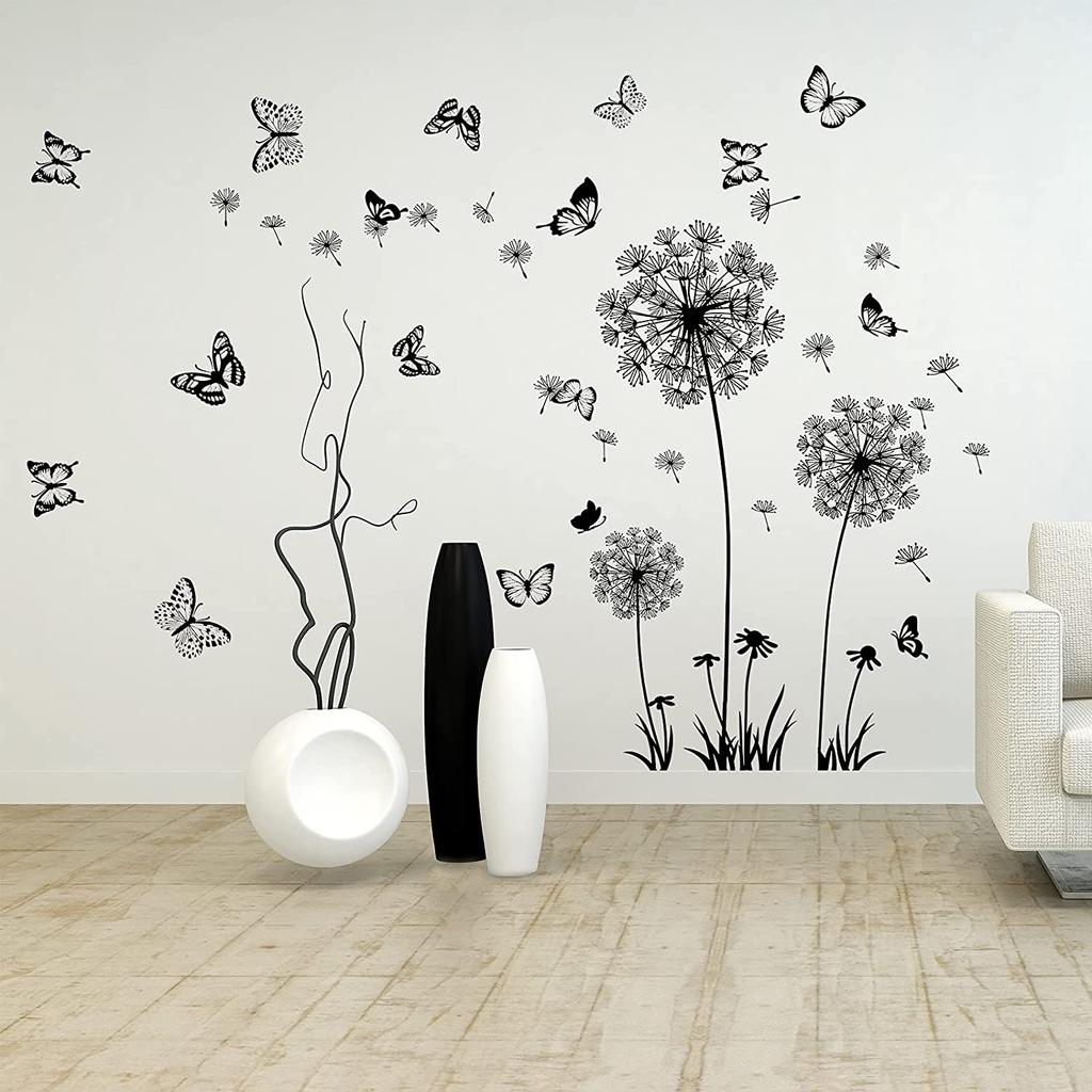 DIY Одуванчик Бабочки Наклейки На Стены Летающие Цветы Наклейки На Стены Съемный Фреска Стены Искусства Современный Домашний Декор