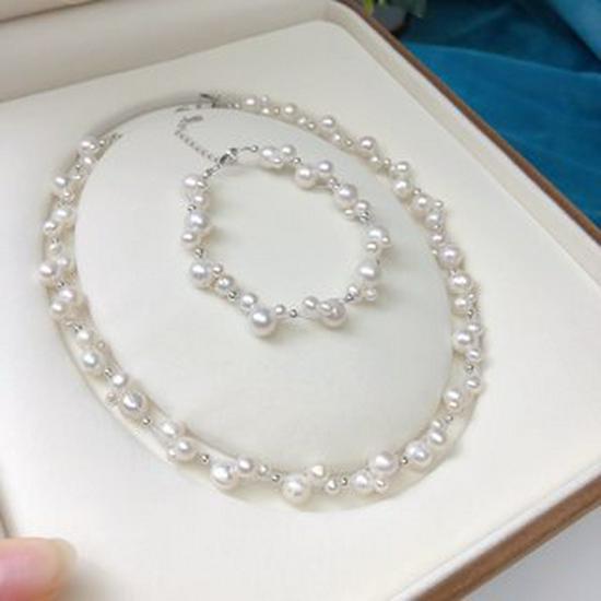 Natural Pearl Necklace with Mixed Size Beads and Unique Design