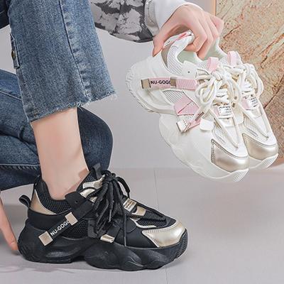 Женская спортивная обувь на толстой подошве 2025 лето новая массивная обувь повседневные сетчатые дышащие кроссовки спортивная беговая повседневная обувь