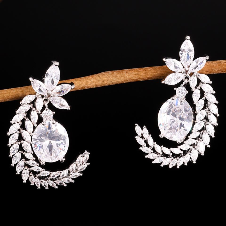 ZAKOL Luxury Elegant Copper Micro-set Zircon Women's Dangle Earrings Exquisite Charming Bridal Wedding Party Jewelry Gift Female