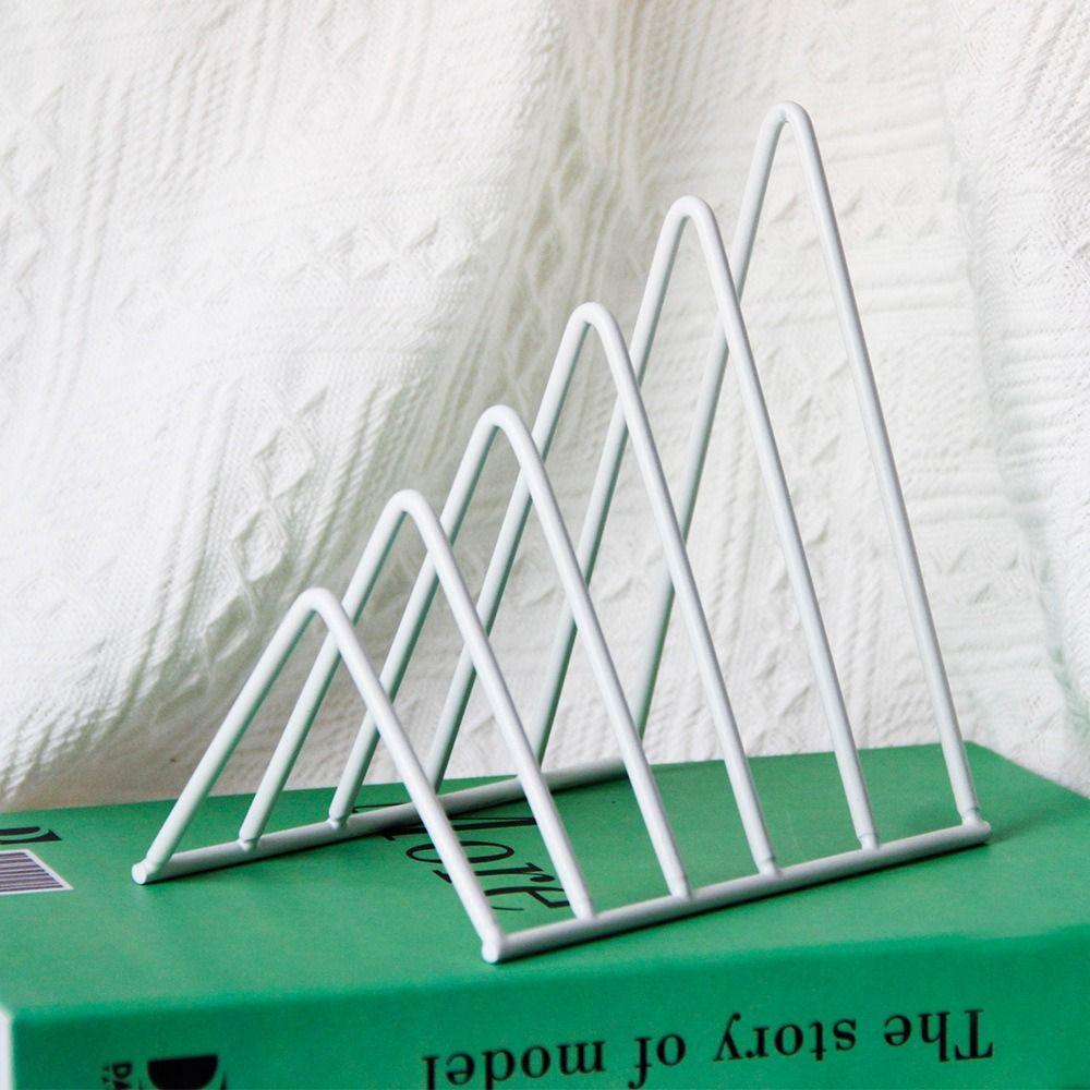 School Office Supplies Desk Storage Iron Book Stand Triangle Bookend Book Holder Record Rack