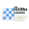 Chess Set Adults Kids Plastic Pieces Portable Folding Roll Up Travel Board Game PU Leather Blue