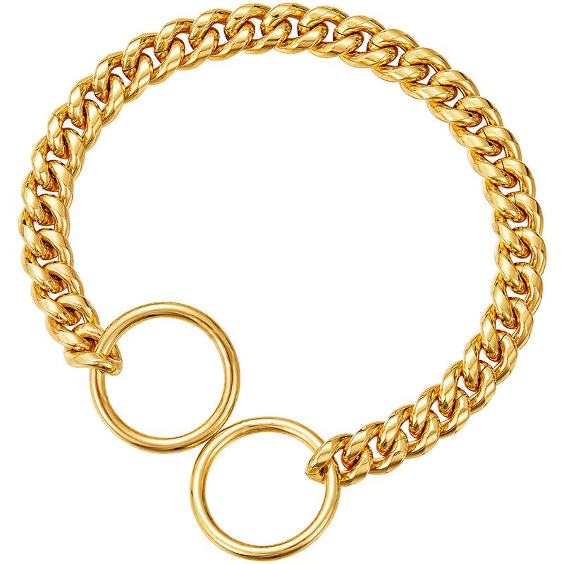 Золотая цепочка-ошейник для собаки из нержавеющей стали 10 мм, цепочка-петля, ожерелье из титановой стали