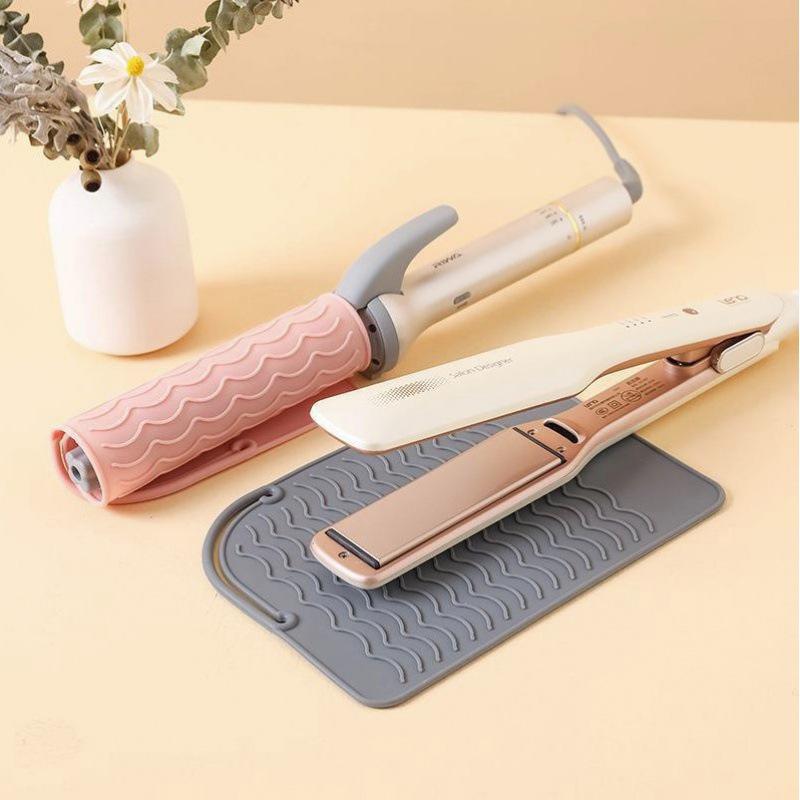 Hair Styling Tools: Curling Iron & Straightener with Non-Slip Silicone Insulation Pad.