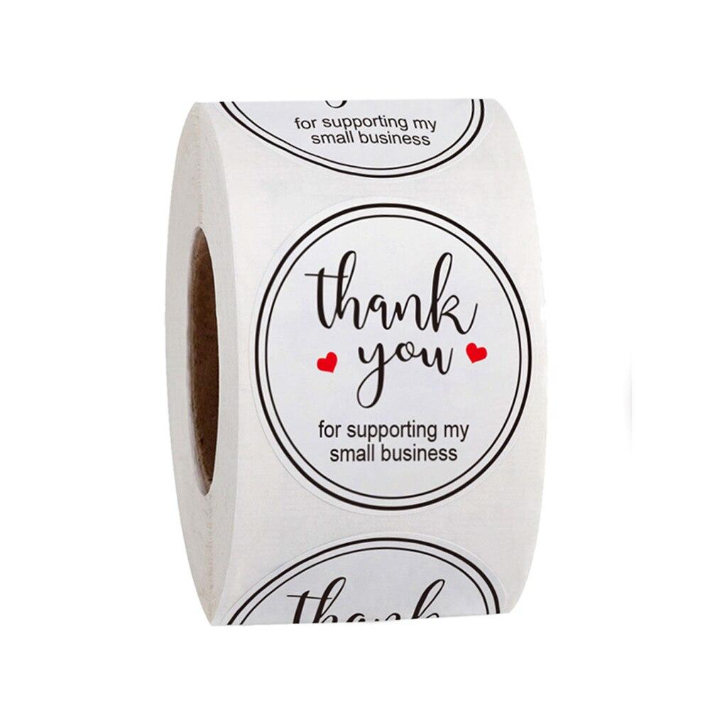 Новинка, 100-500 шт., круглая натуральная бумага, наклейка «спасибо», печать, этикетки, ручная работа с любовью, наклейка, бумажная канцелярская наклейка