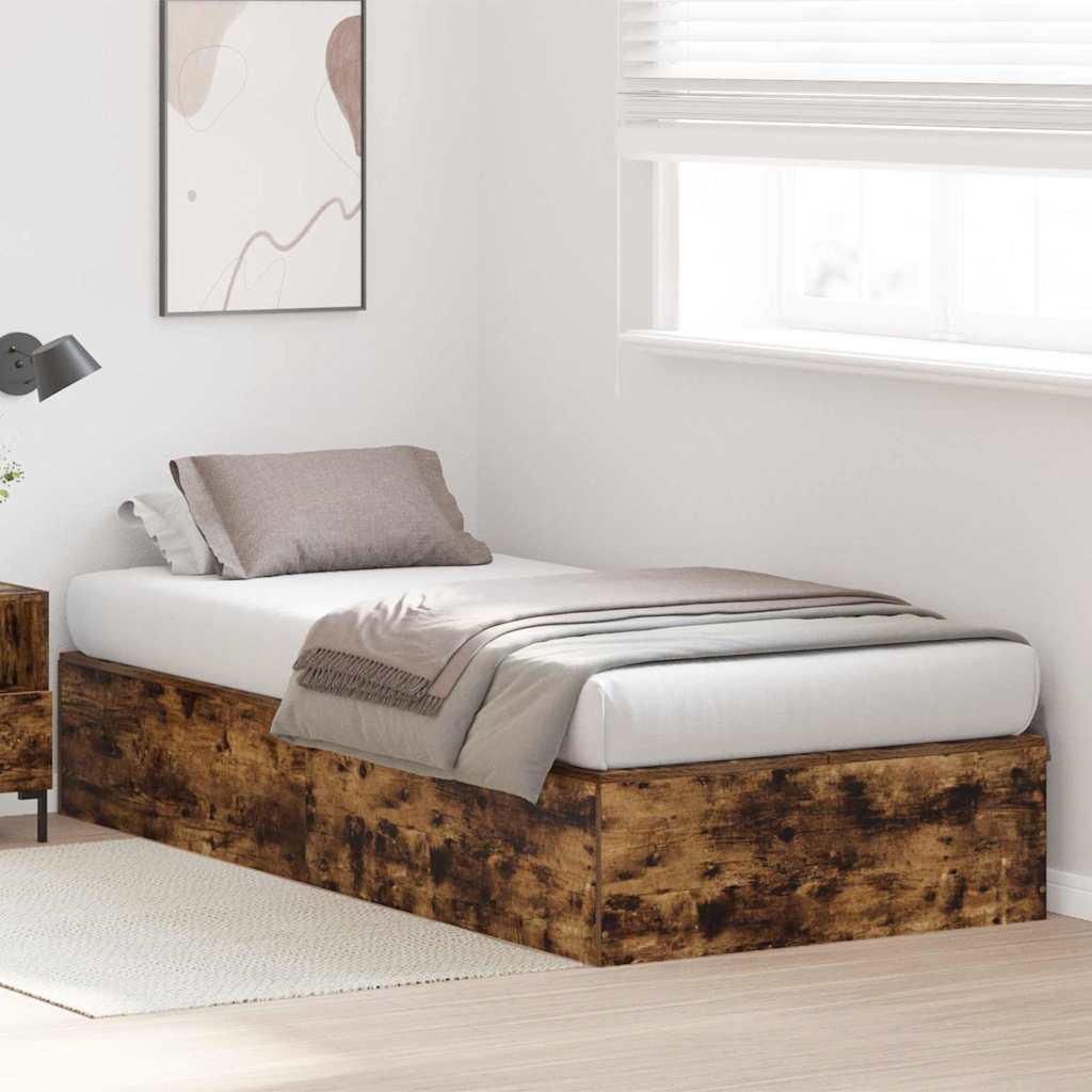 Storage Bed Frame Smoked Oak 70 x 190 cm