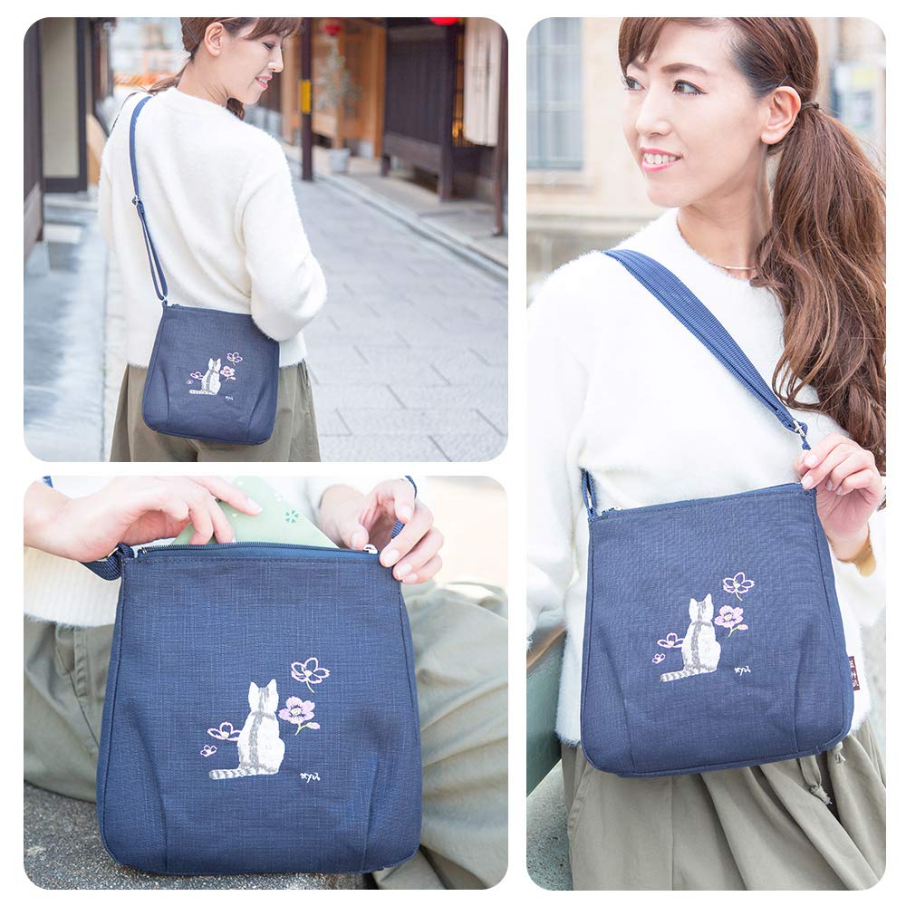 Сумка через плечо из японского хурмы Shibu Cat Kyoto Birthday [creareki] женская сумка, сумка, легкая, маленькая, Япония, стиль, индиго, окрашенная,