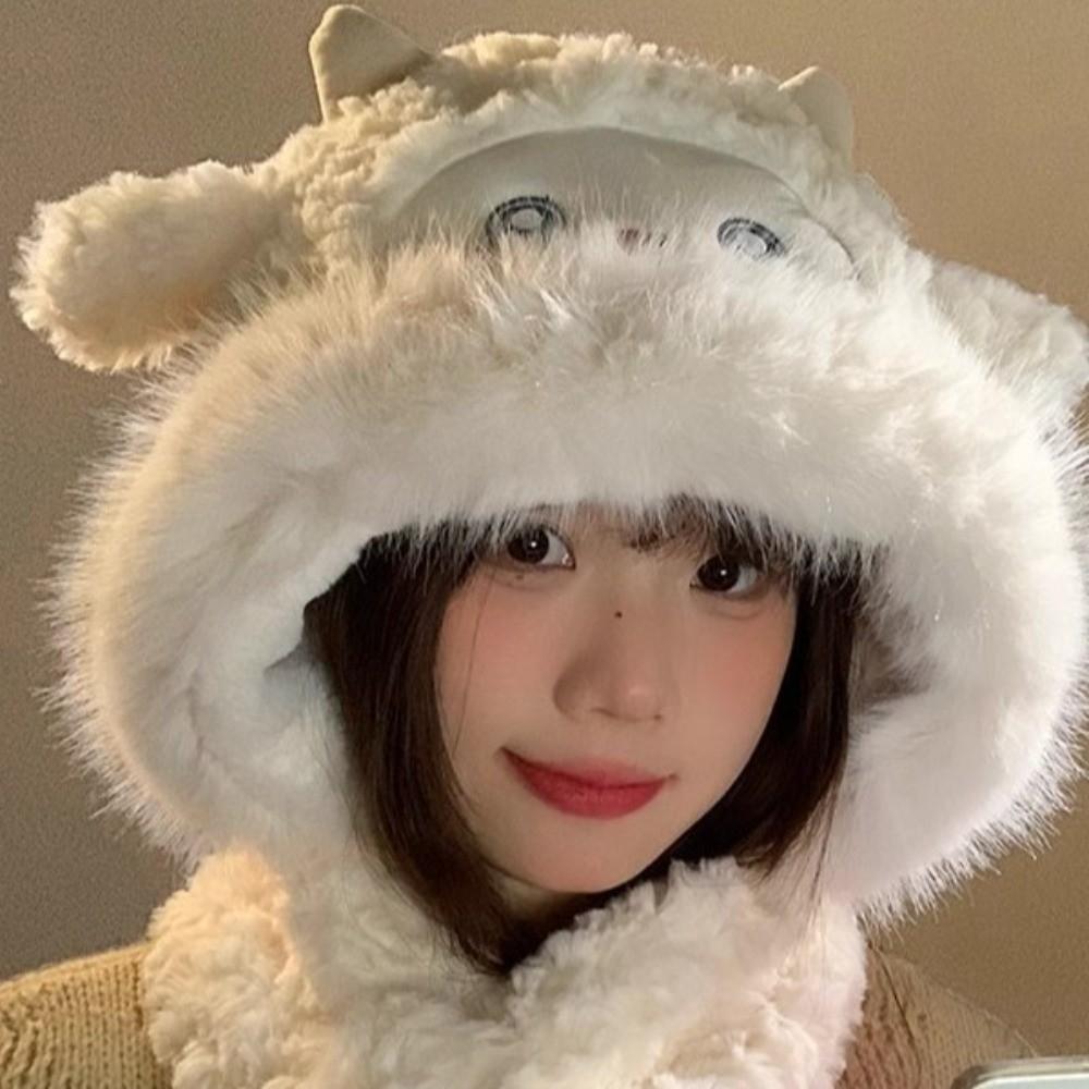 Thickened Ear Protection Hat Warm Lei Feng Cap Kawaii Little Sheep Plush Hat Streetwear