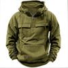 Men's Solid Color Long Sleeve Multi-pocket Loose Hooded Sweatshirt