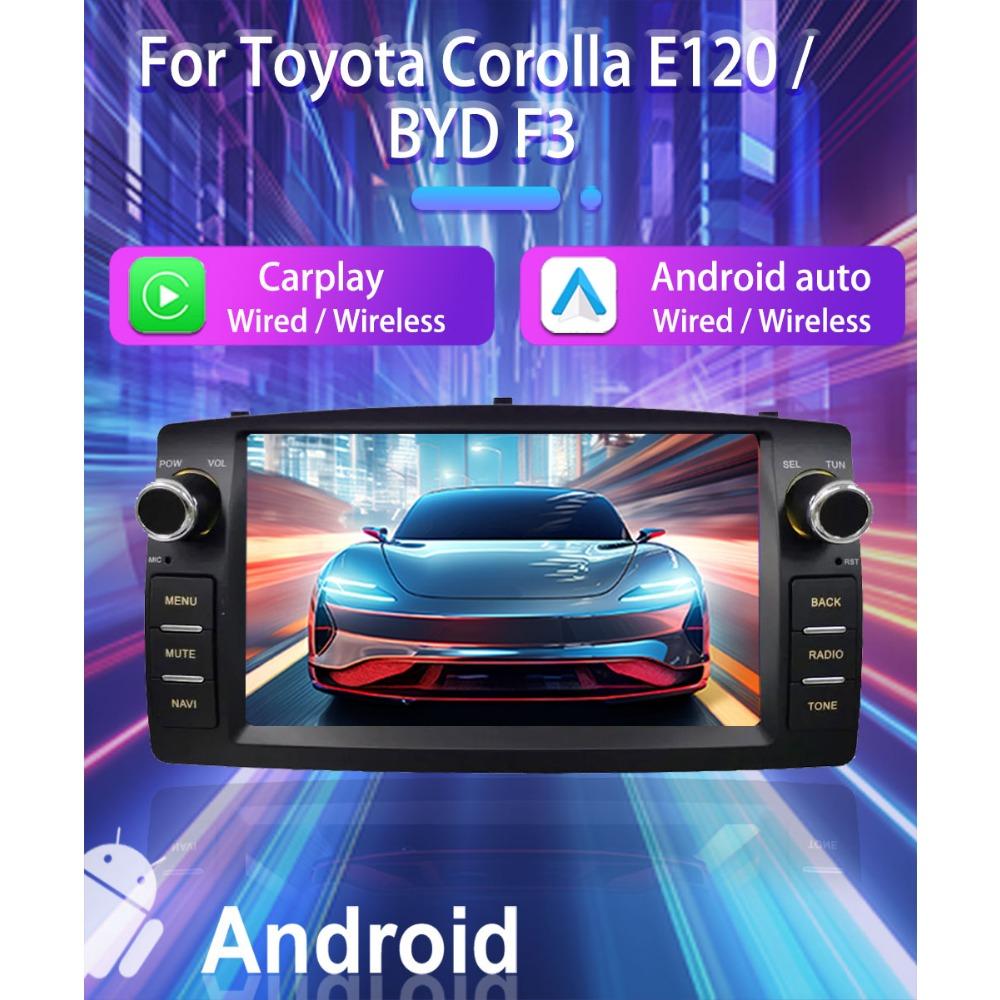 Автомобильный радиоприемник, мультимедийный проигрыватель для Toyota Corolla E120 2000-2006 BYD F3 2 Din Android Carplay GPS Авторадио 2+32 ГБ