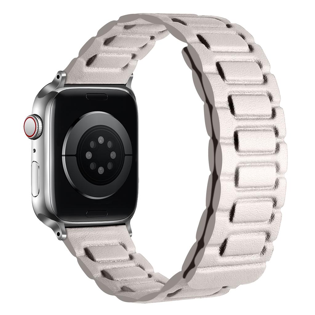 Ремешок для Apple Watch Series 10 9 8 7 SE 6 5 4 3 2 1 42мм 41мм 40мм 38мм магнитный кожаный ремешок с 3 бусинами