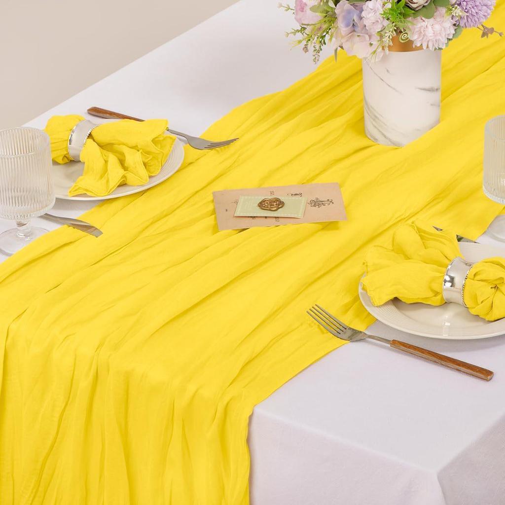 Скатерть-дорожка Bali Yarn Crepe для свадеб и мероприятий - Плиссированная марлевая полиэстеровая салфетка