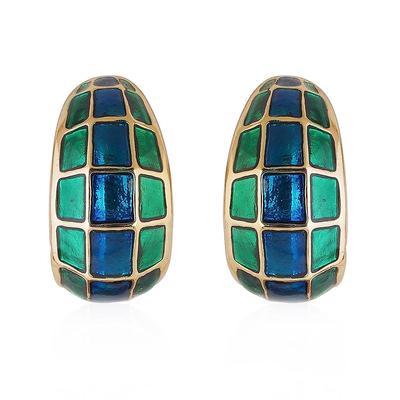Estele 24 Kt Gold Plated Зеленые и золотые пластины в коробке стильные дизайнерские заклепки для женщин