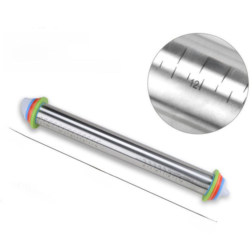 17-дюймовая регулируемая скалка из нержавеющей стали со шкалой, насадками для замешивания и теста