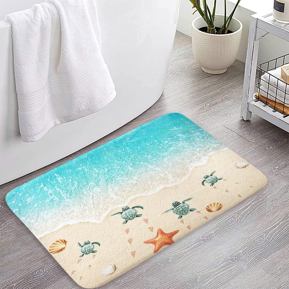 Turtle Starfish Beach Teal Entrance Doormat Home Decor Kitchen Hallway Balcony Rugs Bathroom Anti-slip Foot Pad Bedroom Mat