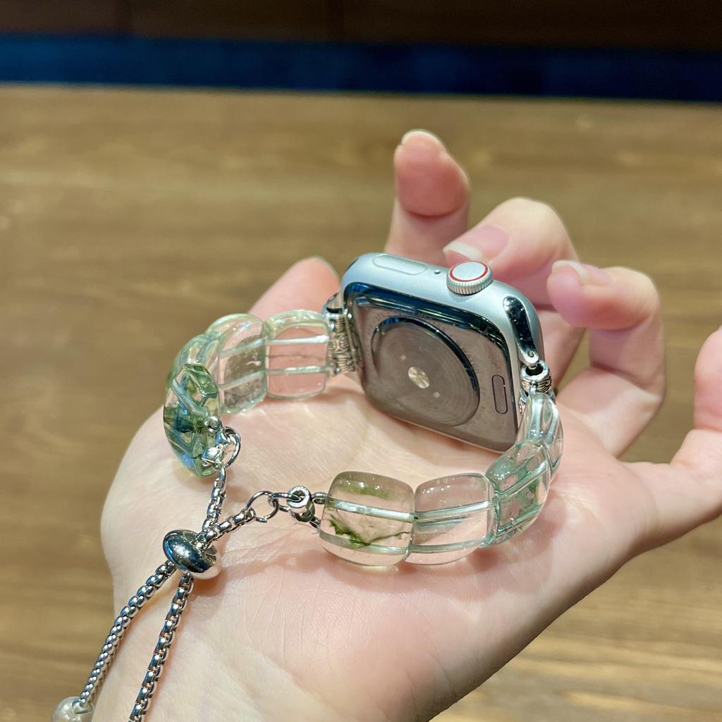 Ремешок для умных часов для Apple Watch S9/8/7/6/5/4/3/2/1/se/Ultra, регулируемый браслет из смолы, летний кристалл для леди, девочек, женщин, 49 мм, 45 мм, 44 мм