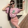 Футболки с коротким рукавом Harajuku с забавным принтом, женские летние футболки из чистого хлопка, повседневные футболки большого размера для женщин, уличные розовые топы Y2k