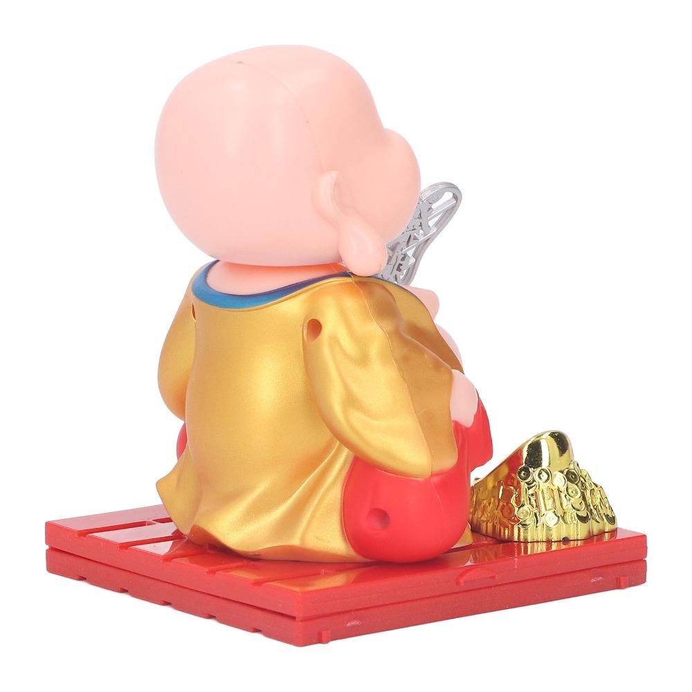 Red, Gold Solar Buddha Dashboard Statue Car Light Driven Buddha Figurine Window Sill Table Statue