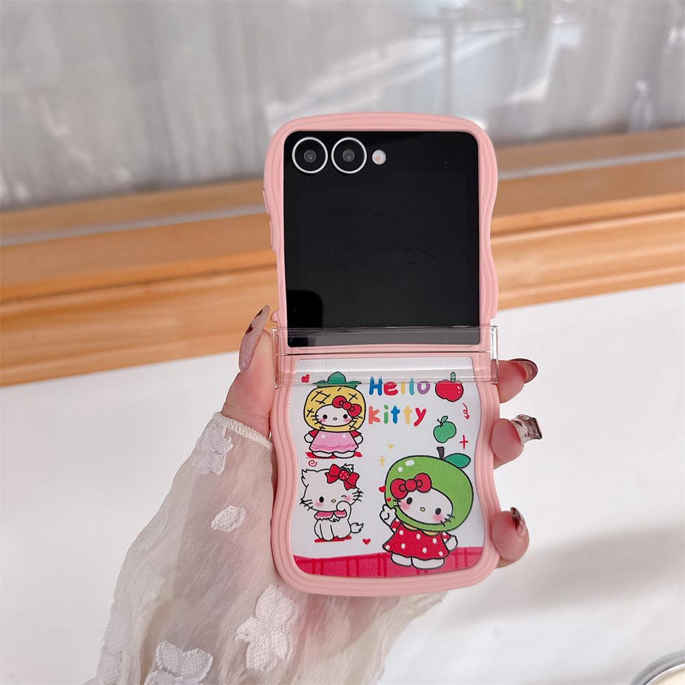 Складной мягкий чехол для телефона Samsung Galaxy Z Flip Series Hello Kitty с ремешком