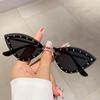 Multicolor Cat Eye Sunglasses Gradient Rhinestones Eyewear Vintage Rimless Shades  for Women & Men