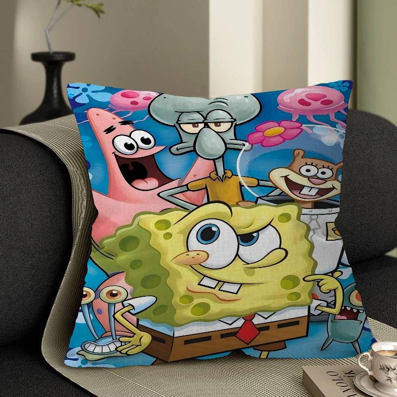 SSponge BBob Anime Pillow Cover For Bedroom Room And Living Room Sofa Decorative Cushion Cover
