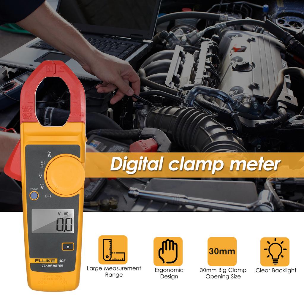 FLUKE F305 Handheld Clamp Meter LCD Display Digital Clamp Multimeter Clamp Type Universal Meter
